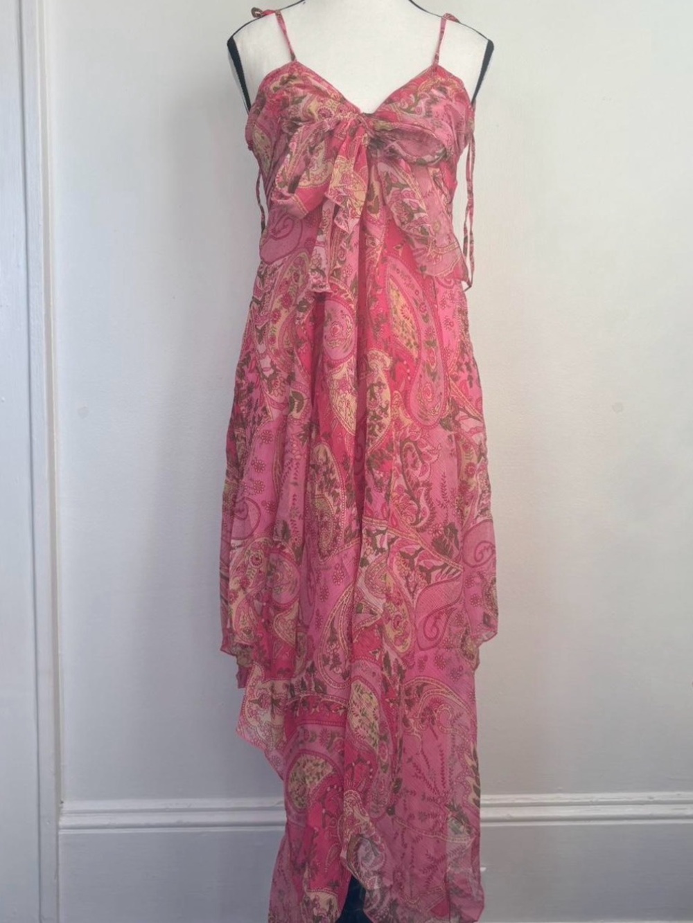 Pink Paisley Anthropologie Medium “Chaundry” Fairy Asymmetrical Cami Dress - Picture 2 of 5